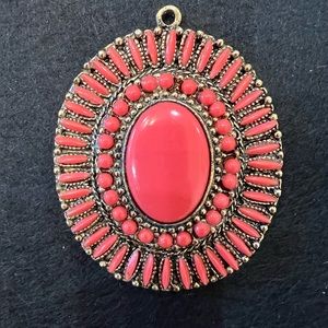 Preowned Faux Coral Red Large Pendant